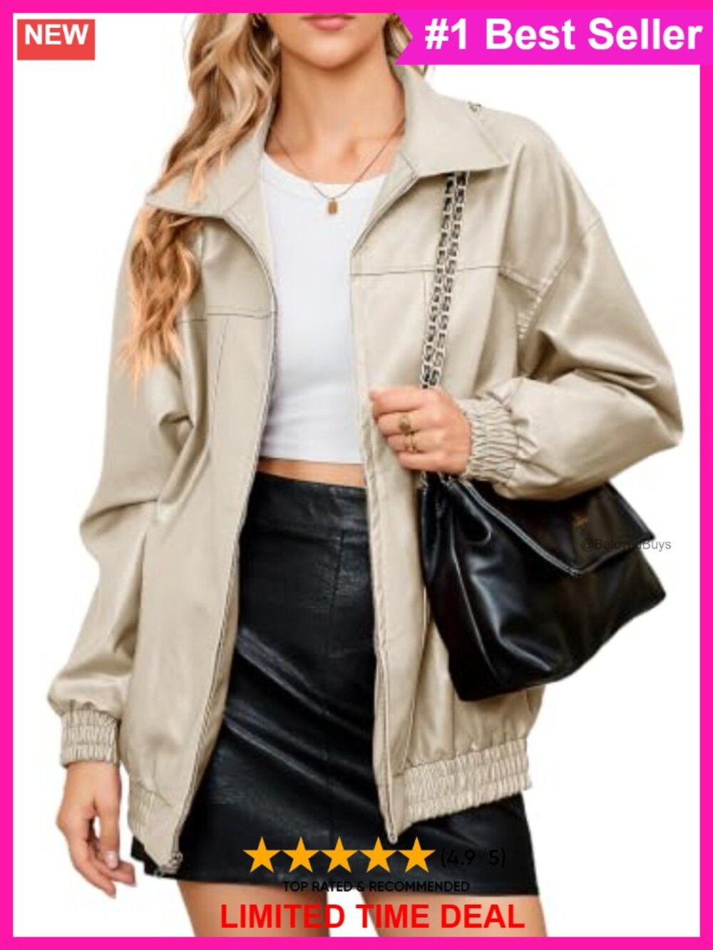 Faux PU Leather Zip Ribbed Oversized Winter Warm Long Coat